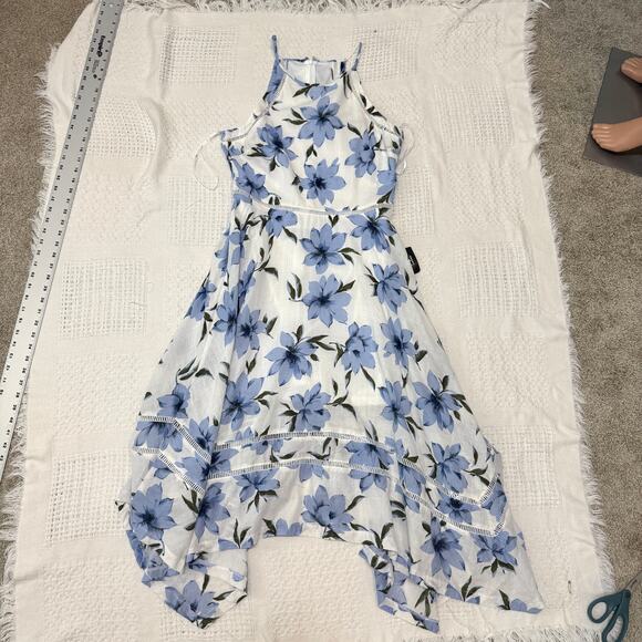 Lulus Zahara medium asymmetrical handkerchief hem floral dress D2 2998 - Picture 8 of 12